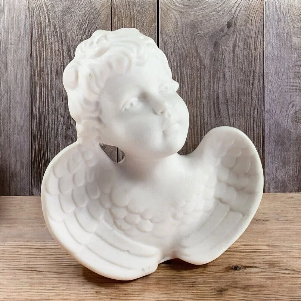 Orlik Germany Bisque Angel Bust Figurine Fine Porcelain Pale Pink Figure Vintage
